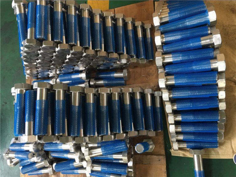 sus 304l en1.4306 ss fastener hex-rigliloj iso4014 duona fadeno